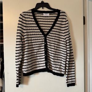 Old Navy Black and White Striped Women's Sweater